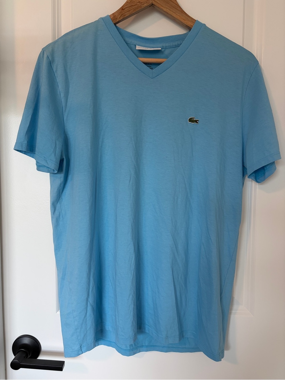 Lacoste Men’s Pima Cotton V-Neck T-Shirt Light Blue Size FR 5 / US L